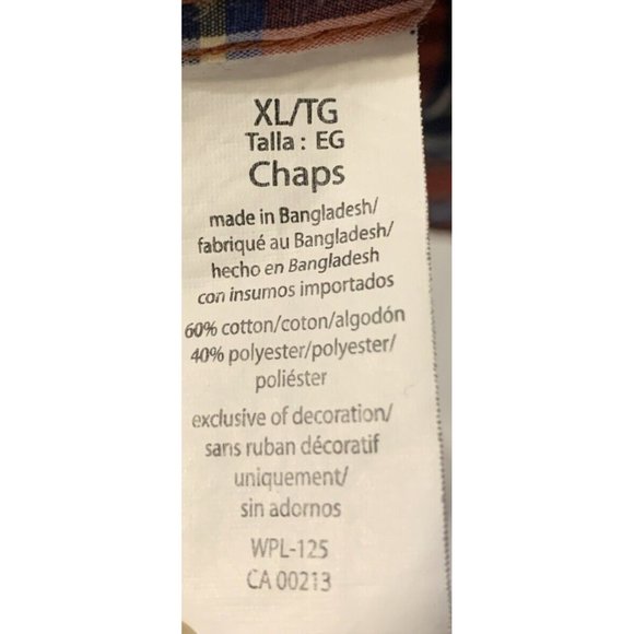 Chaps Shirt Mens XL Red Plaid Button Down Long Sleeve Front Pocket Easy Care - Picture 4 of 4